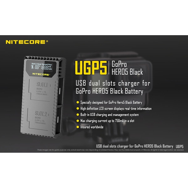 UGP5 GoPro Hero5 Black Battery Charger